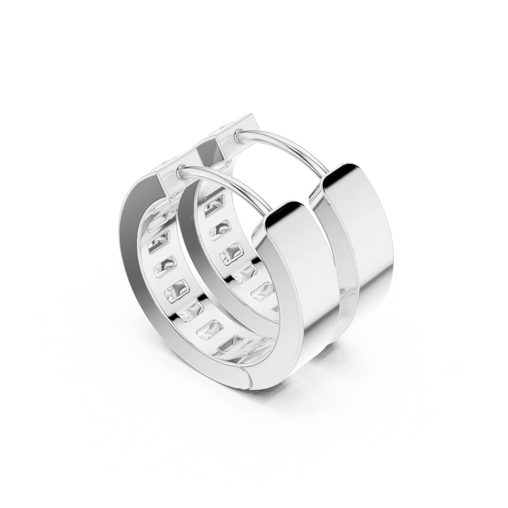 Solace Track Round Diamond Hoop Earrings