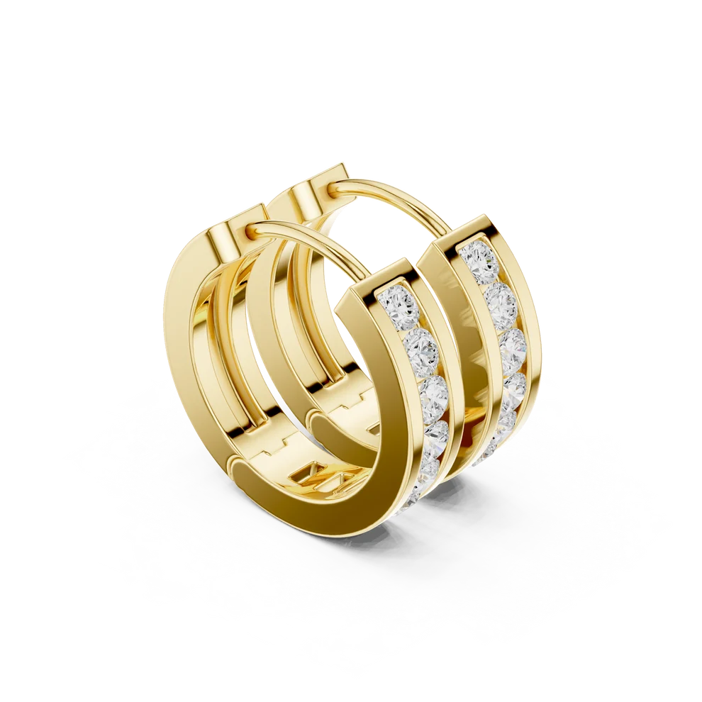 Solace Track Round Diamond Hoop Earrings