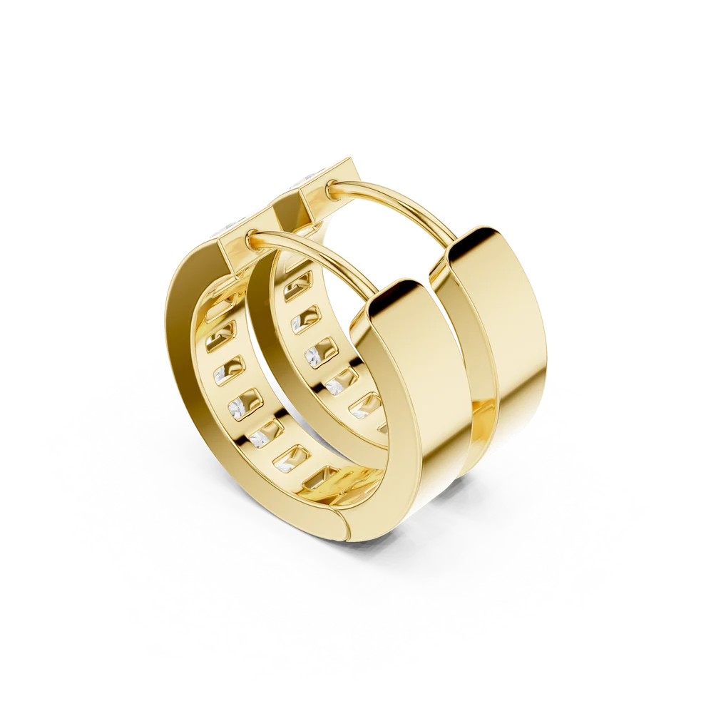 Solace Track Round Diamond Hoop Earrings