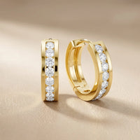Solace Track Round Diamond Hoop Earrings