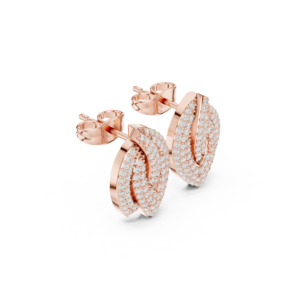 Petal Crossover Round Diamond Earrings