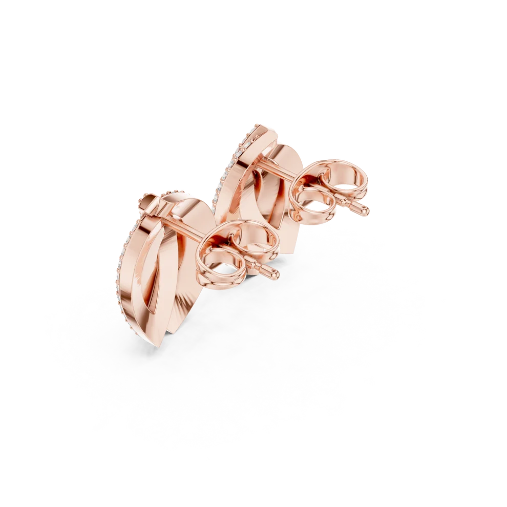 Petal Crossover Round Diamond Earrings