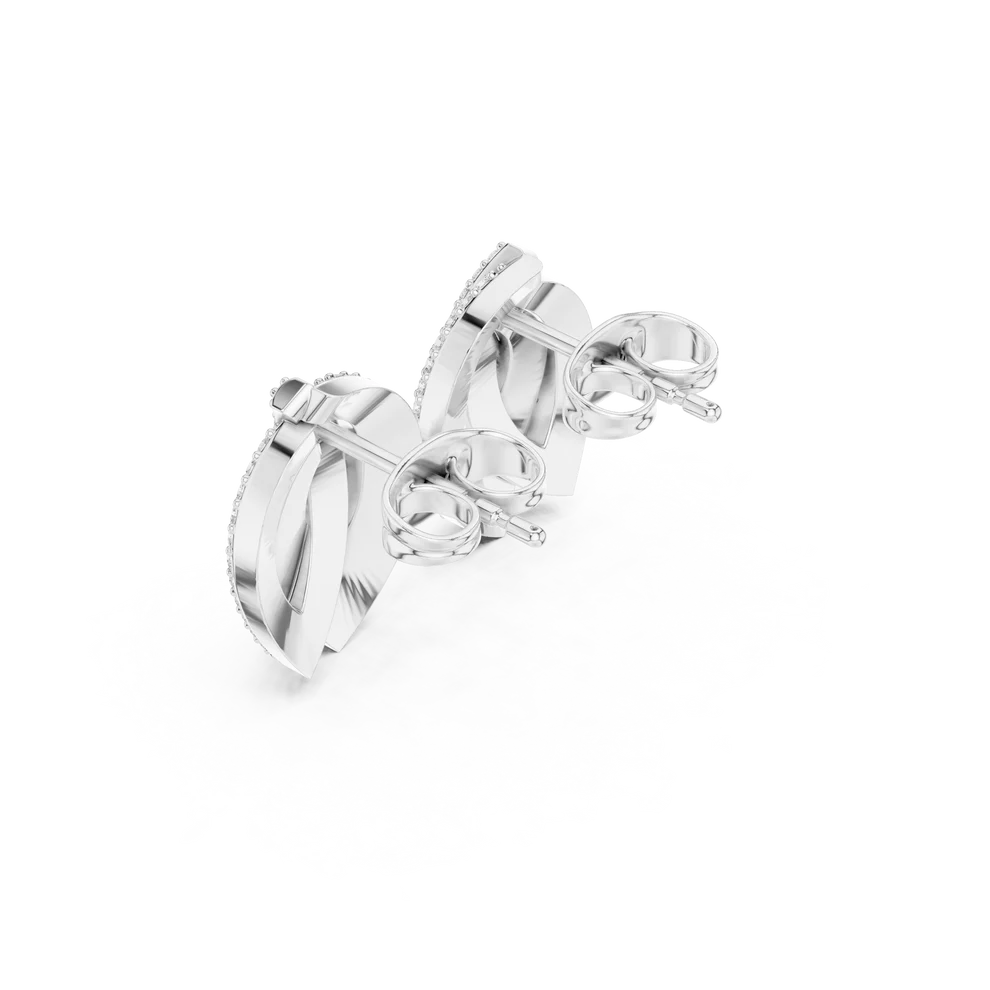 Petal Crossover Round Diamond Earrings