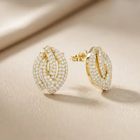 Petal Crossover Round Diamond Earrings