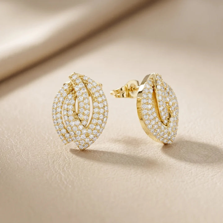Petal Crossover Round Diamond Earrings