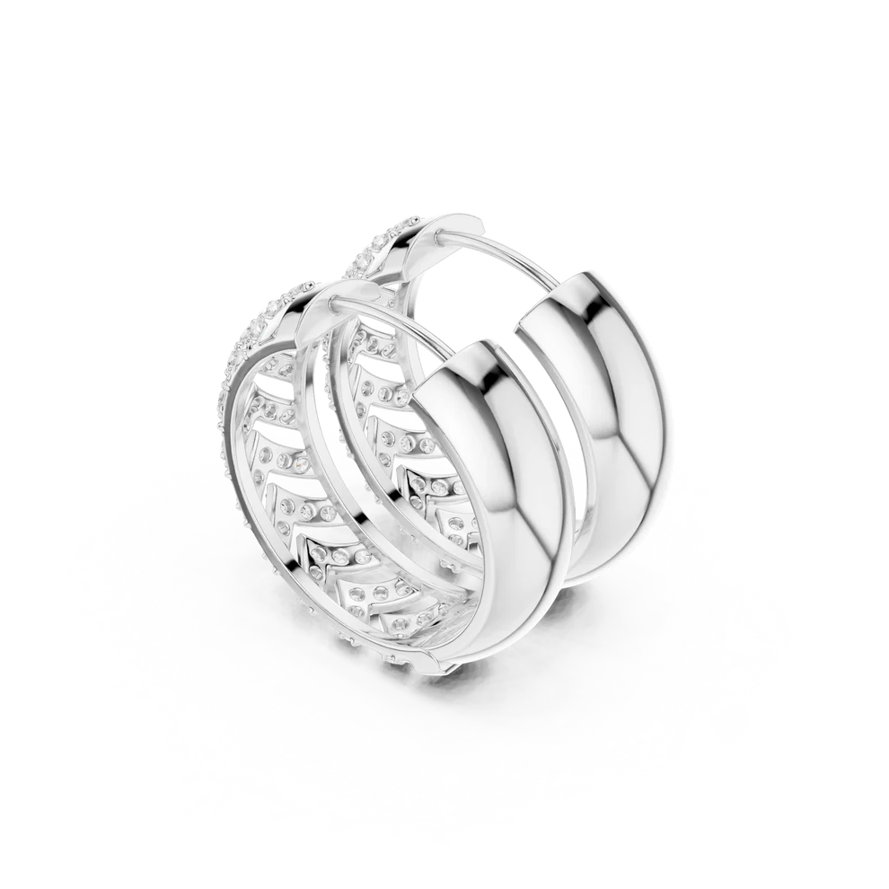 Aura Chevron Round Diamond Hoop Earrings
