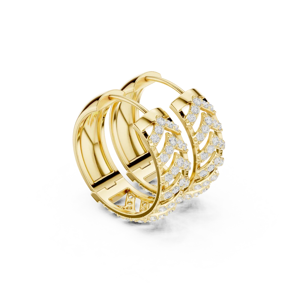 Aura Chevron Round Diamond Hoop Earrings