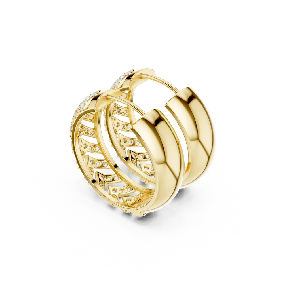 Aura Chevron Round Diamond Hoop Earrings
