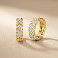 Aura Chevron Round Diamond Hoop Earrings