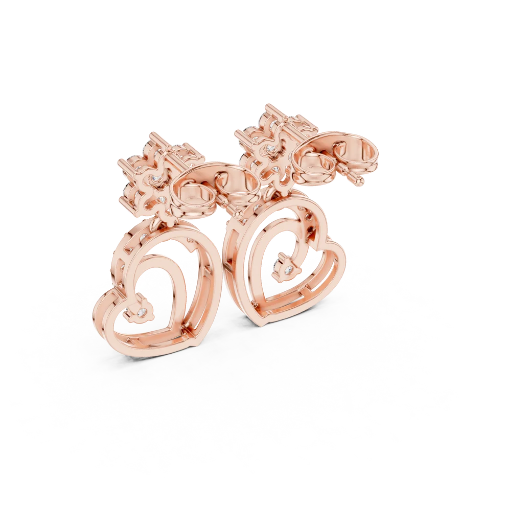 Petal Cluster Round Diamond Drop Earrings