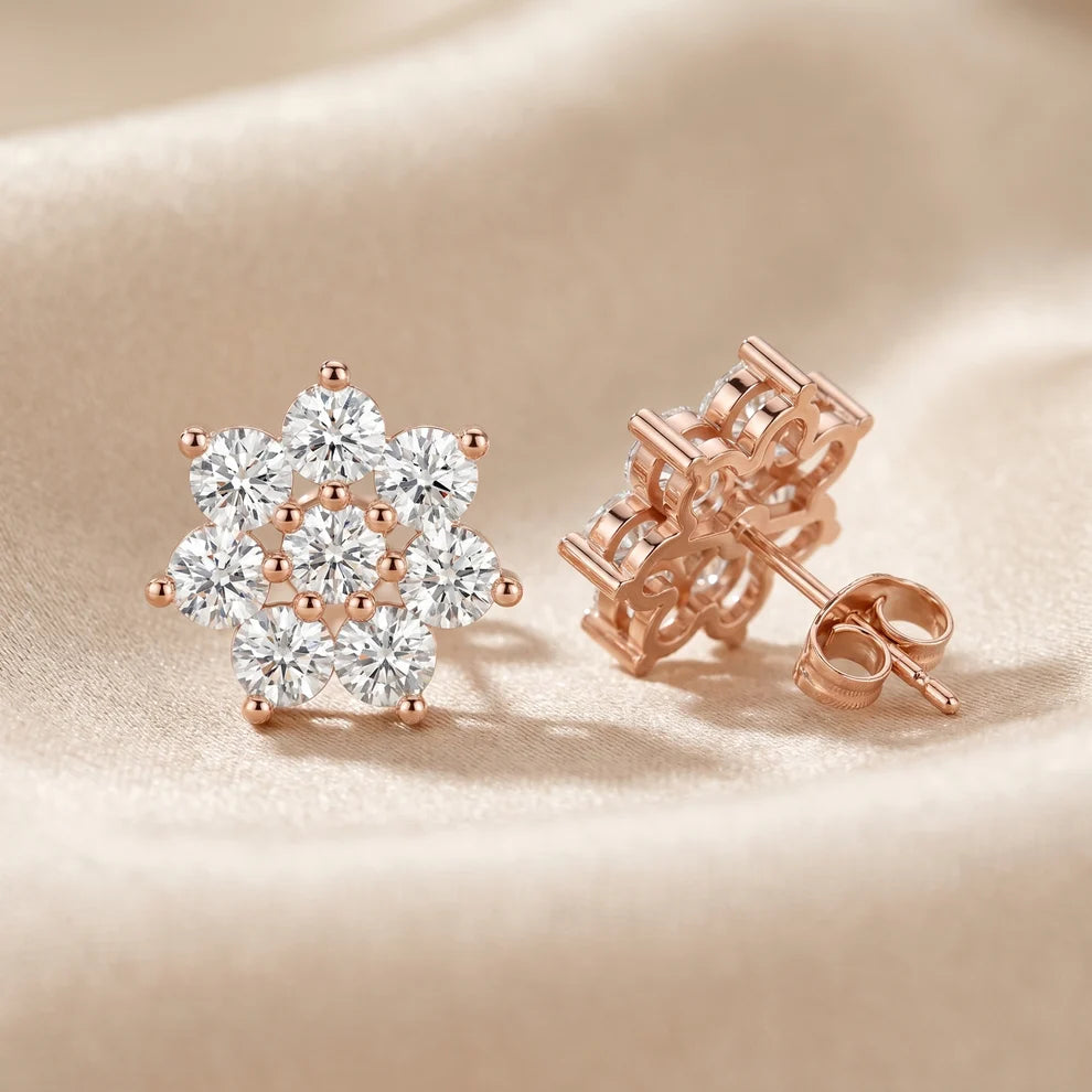 Luminous Blossom Round Diamond Earrings