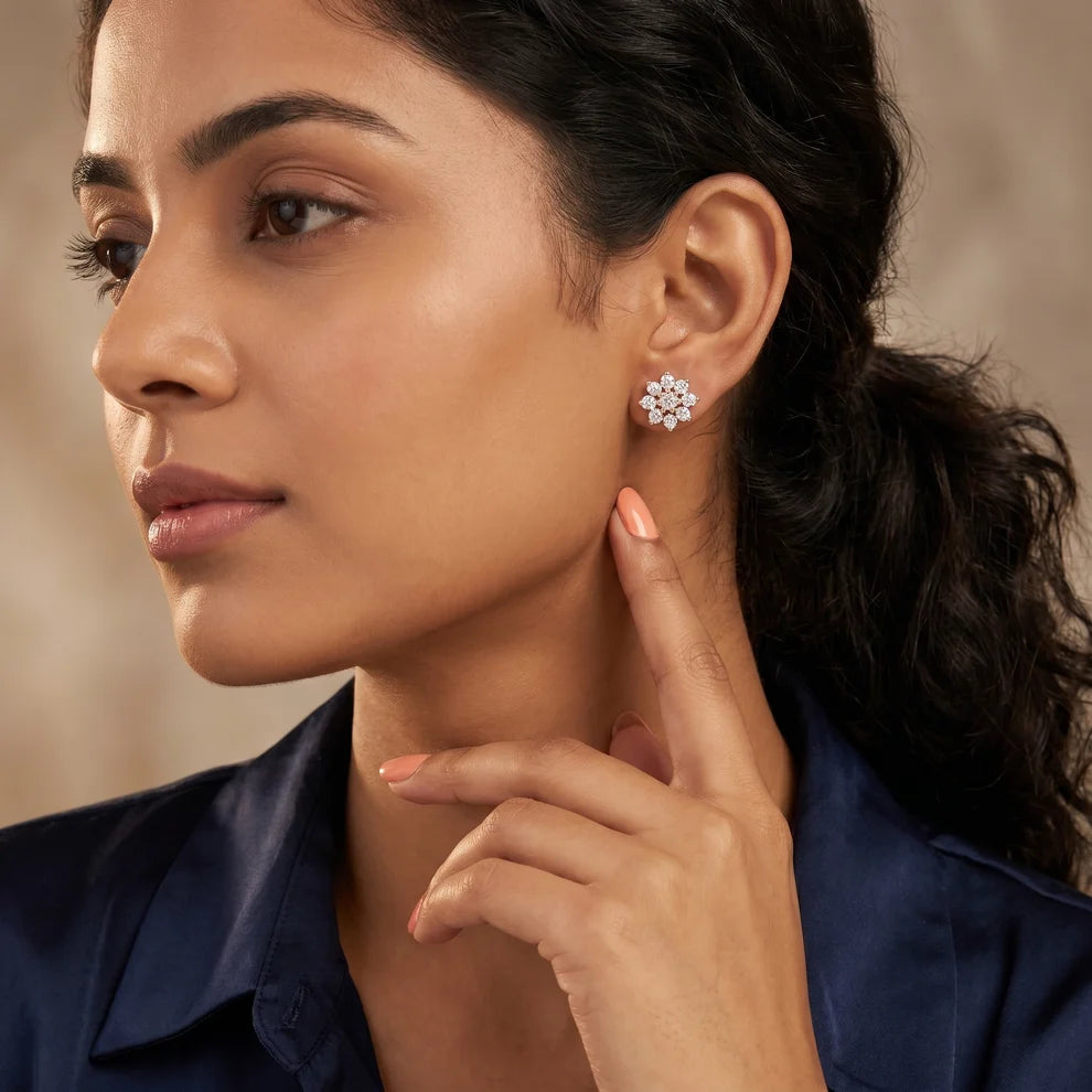 Luminous Blossom Round Diamond Earrings