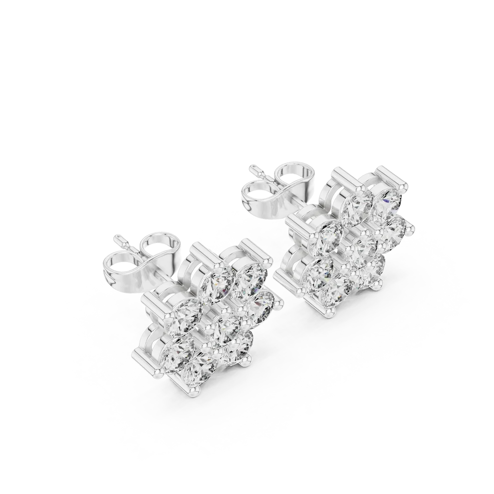 Luminous Blossom Round Diamond Earrings