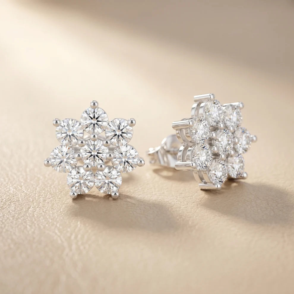 Luminous Blossom Round Diamond Earrings