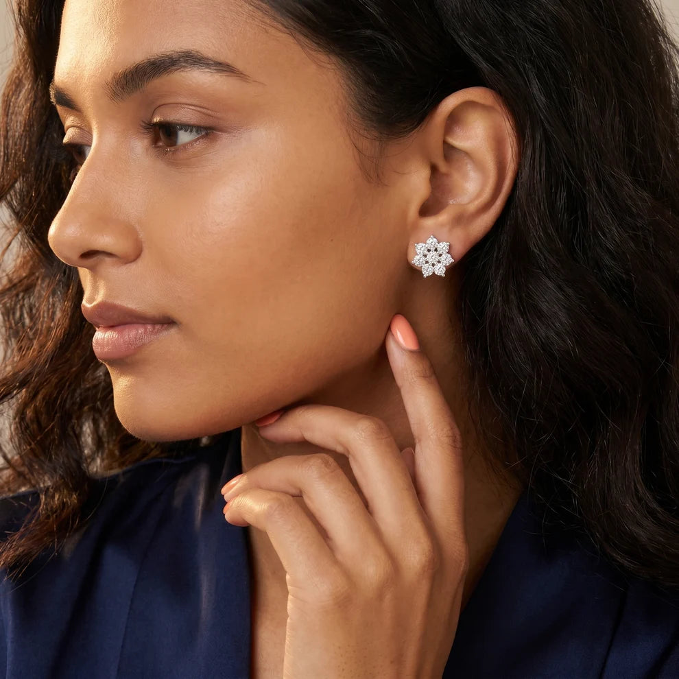 Luminous Blossom Round Diamond Earrings