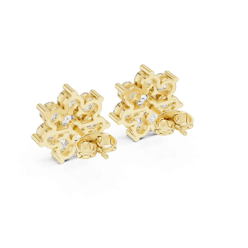 Luminous Blossom Round Diamond Earrings