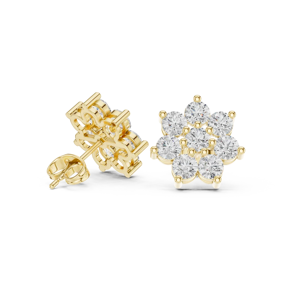 Luminous Blossom Round Diamond Earrings