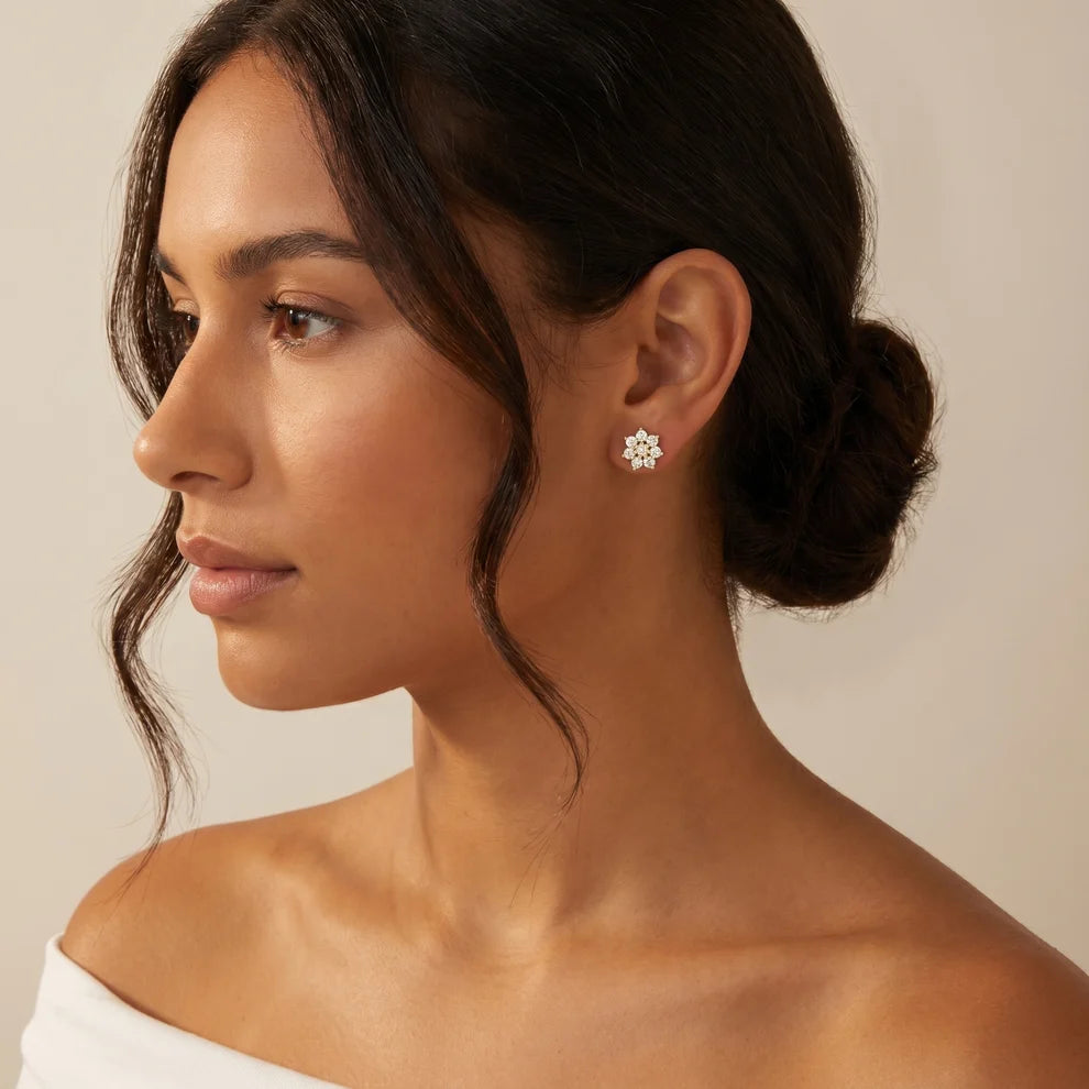Luminous Blossom Round Diamond Earrings