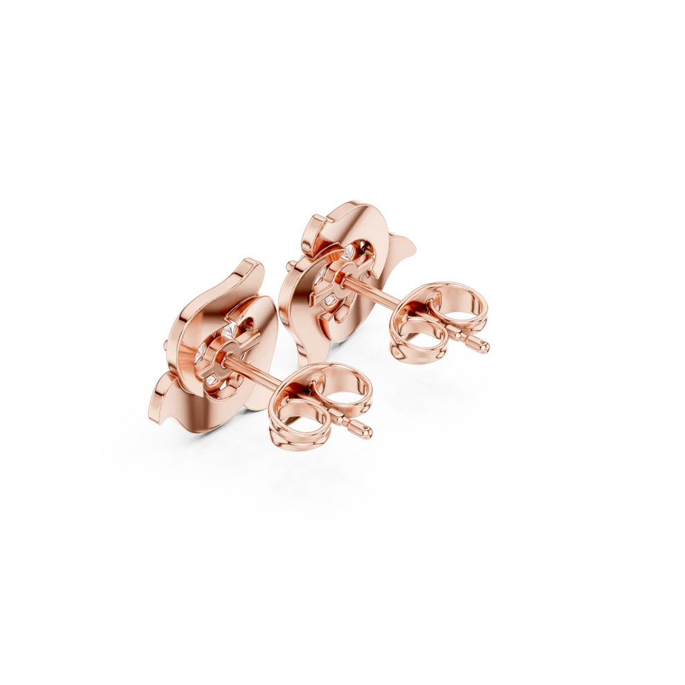 Sculpted Petal Round Diamond Earrings