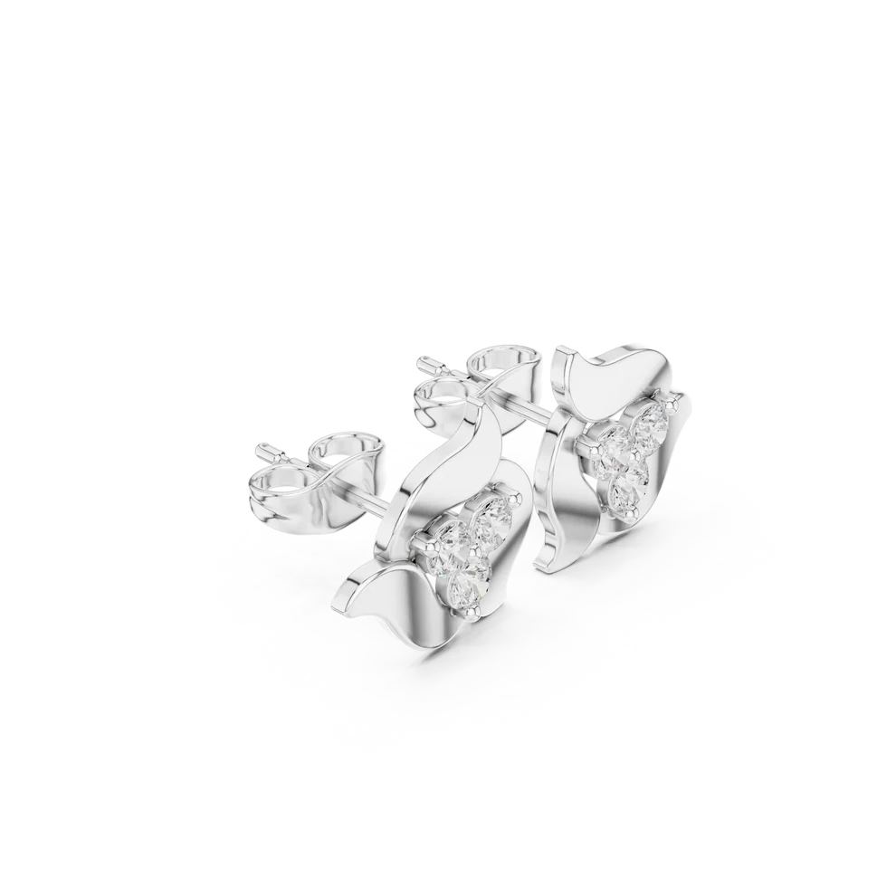 Sculpted Petal Round Diamond Earrings