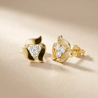 Sculpted Petal Round Diamond Earrings