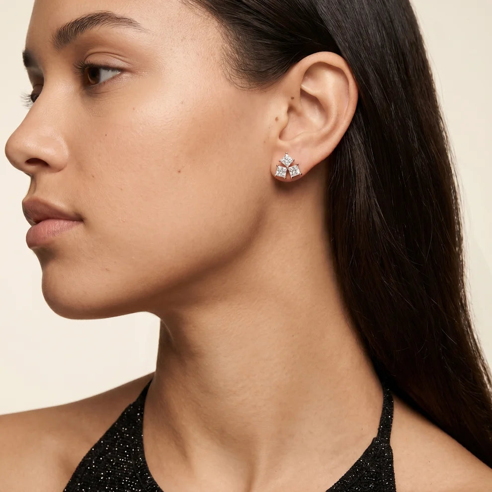 Juno Cluster Princess Diamond Earrings