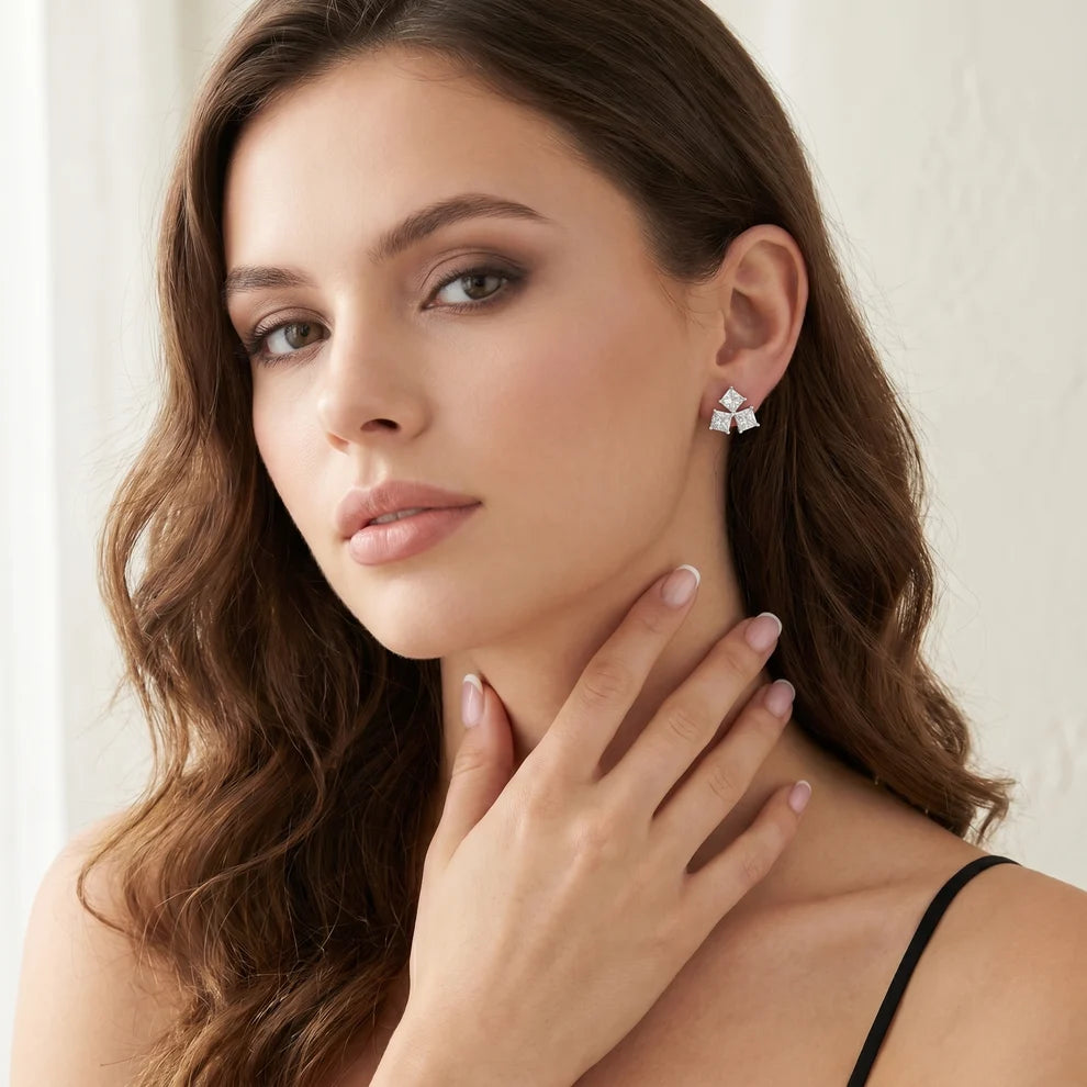 Juno Cluster Princess Diamond Earrings