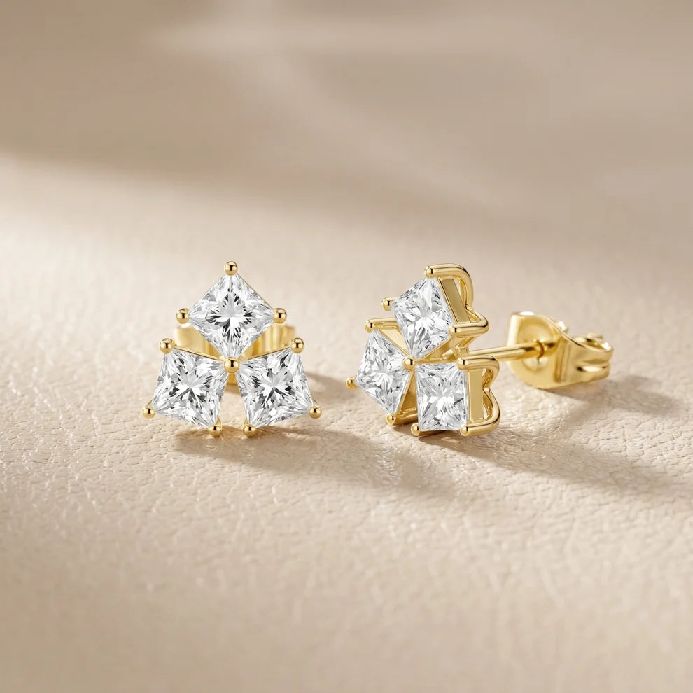 Juno Cluster Princess Diamond Earrings