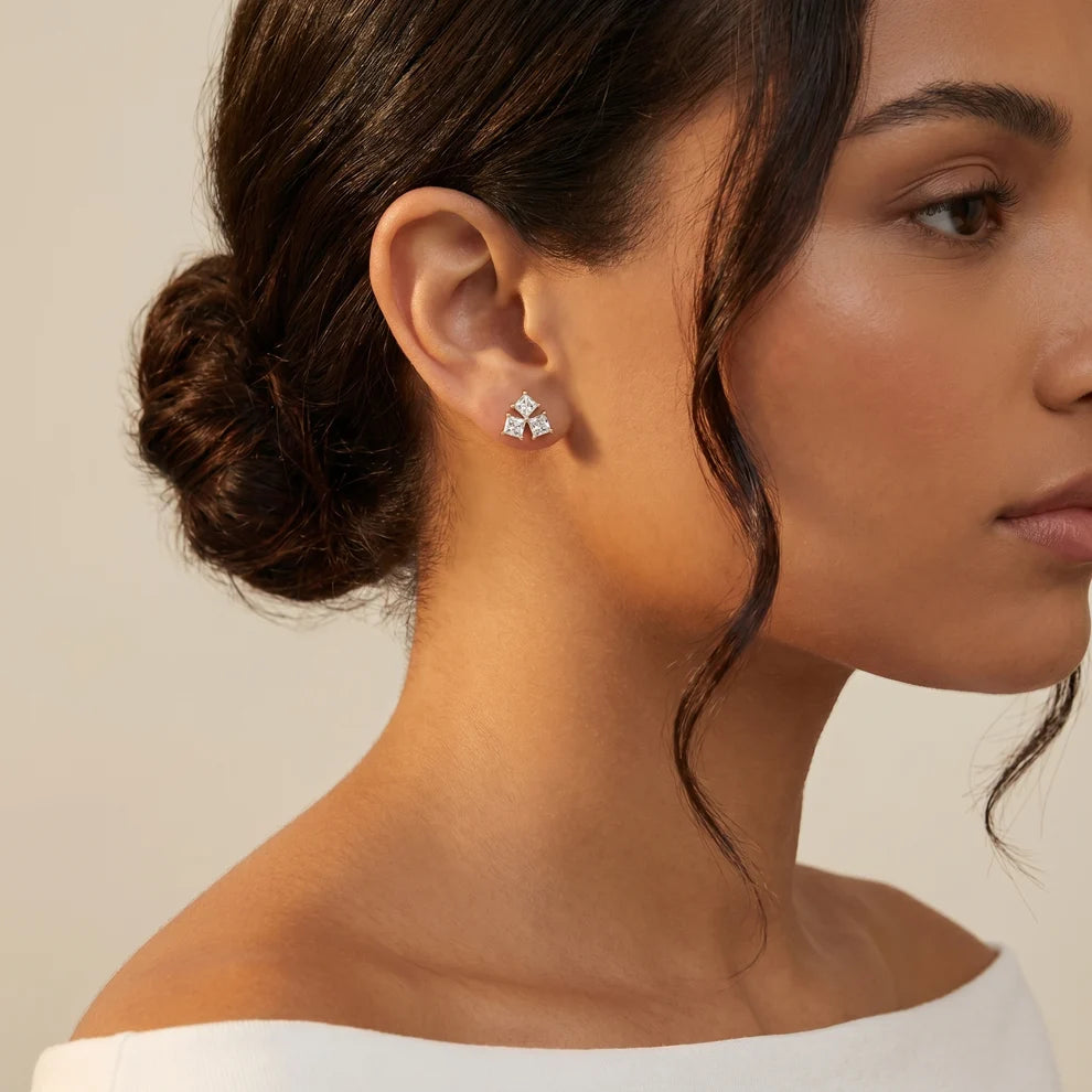 Juno Cluster Princess Diamond Earrings