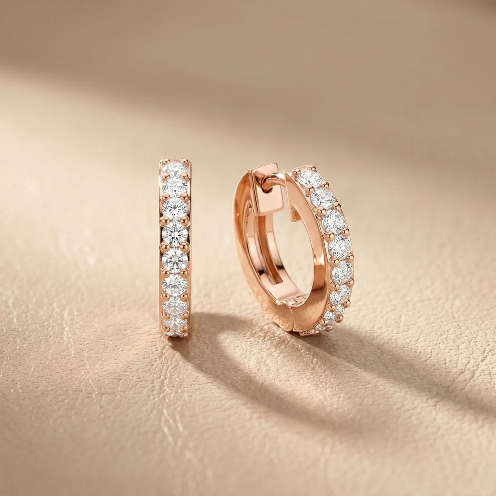 Whispering Light Round Diamond Hoop Earrings