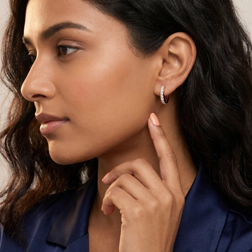 Whispering Light Round Diamond Hoop Earrings