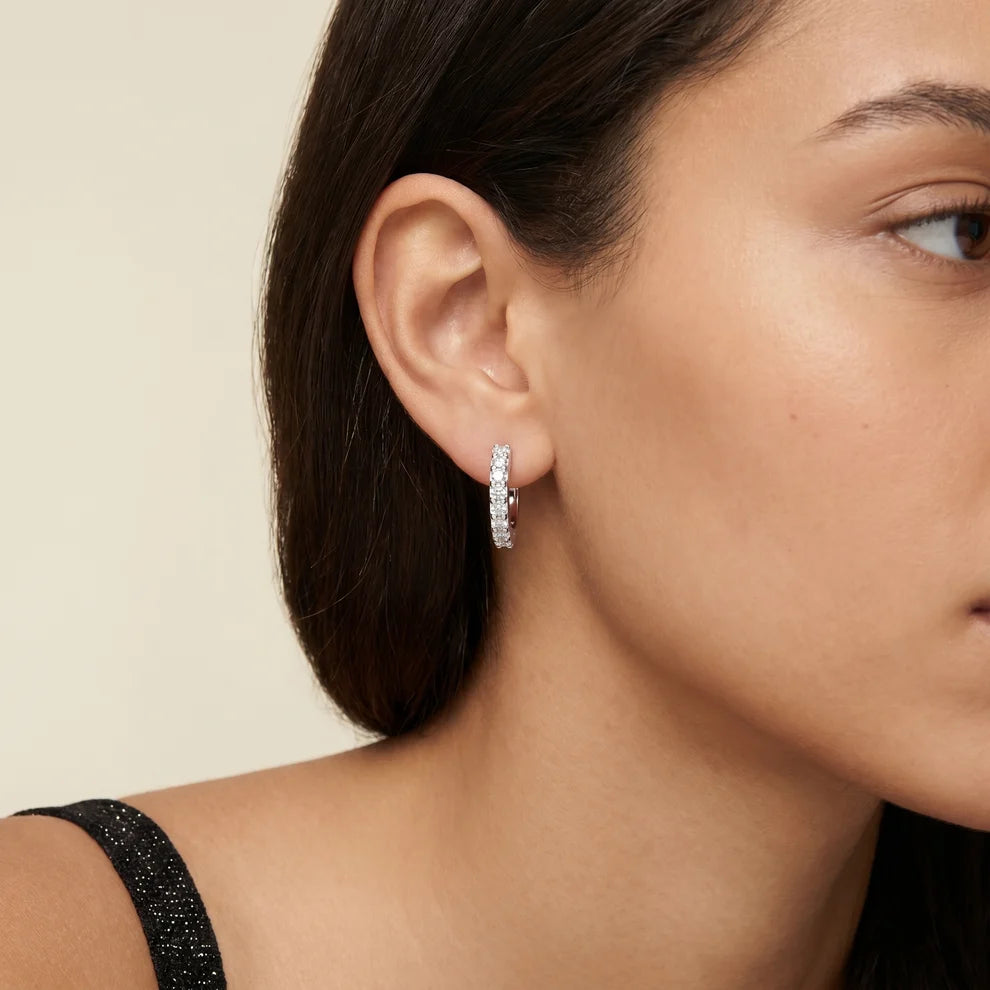 Whispering Light Round Diamond Hoop Earrings