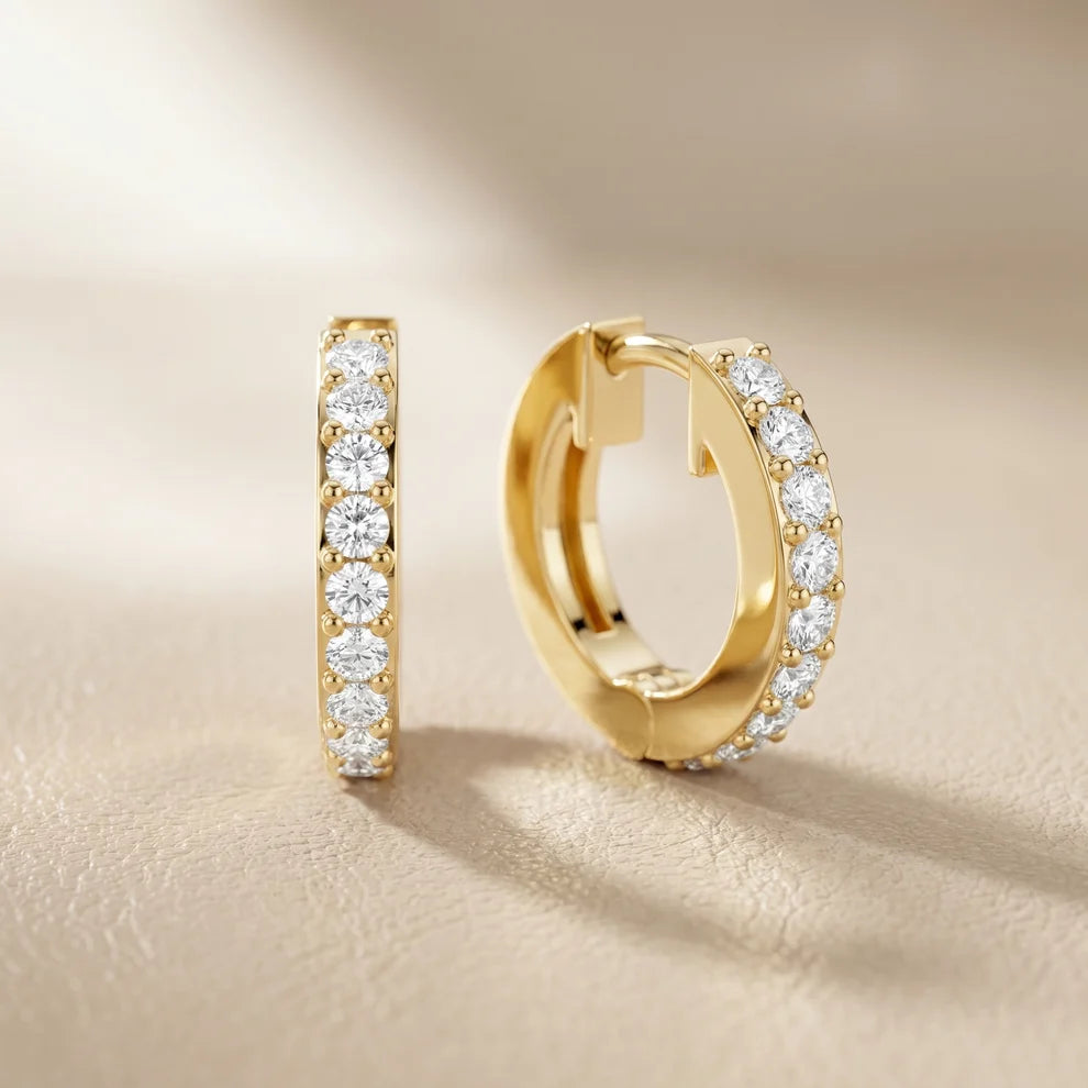 Whispering Light Round Diamond Hoop Earrings