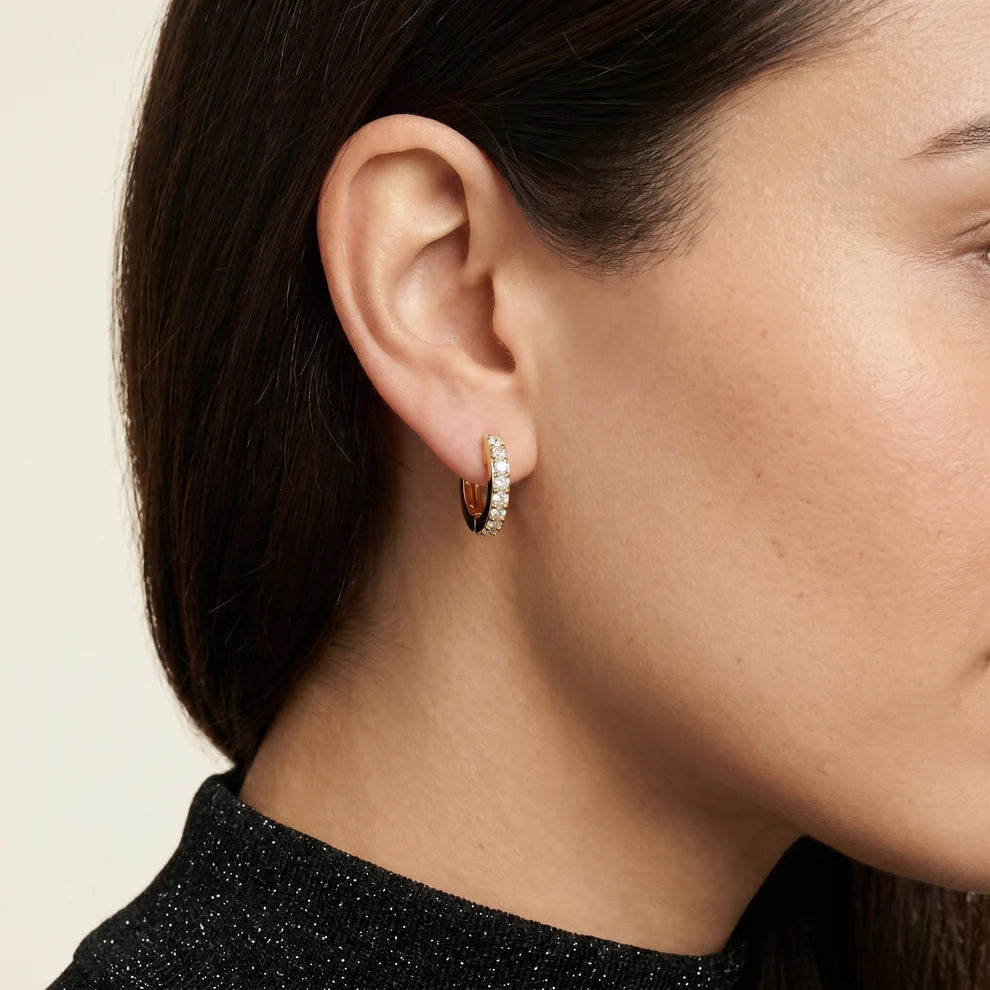 Whispering Light Round Diamond Hoop Earrings