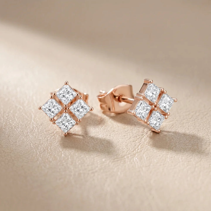 Bloom Cluster Princess Diamond Earrings