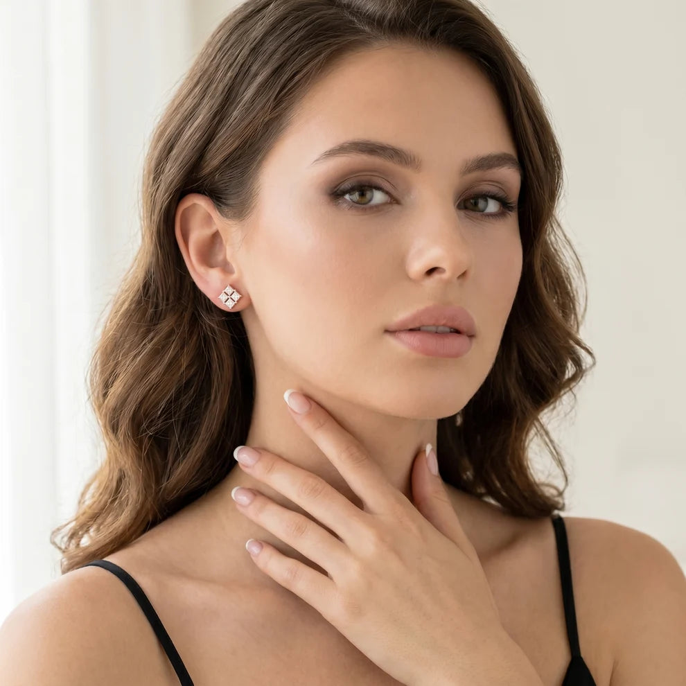 Bloom Cluster Princess Diamond Earrings