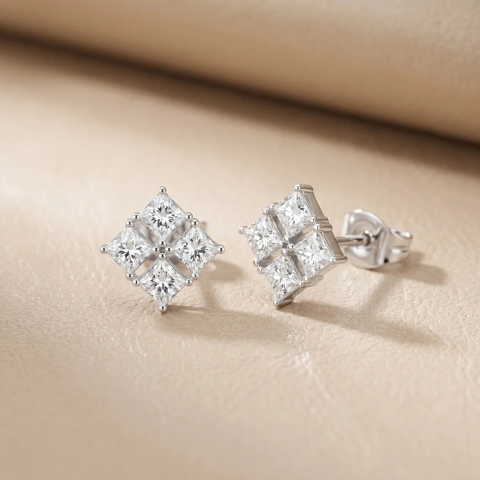 Bloom Cluster Princess Diamond Earrings