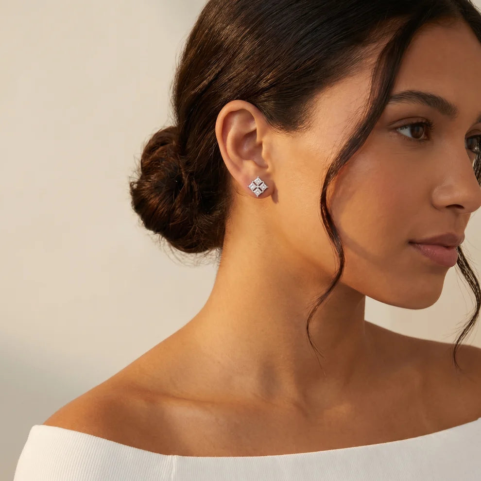 Bloom Cluster Princess Diamond Earrings