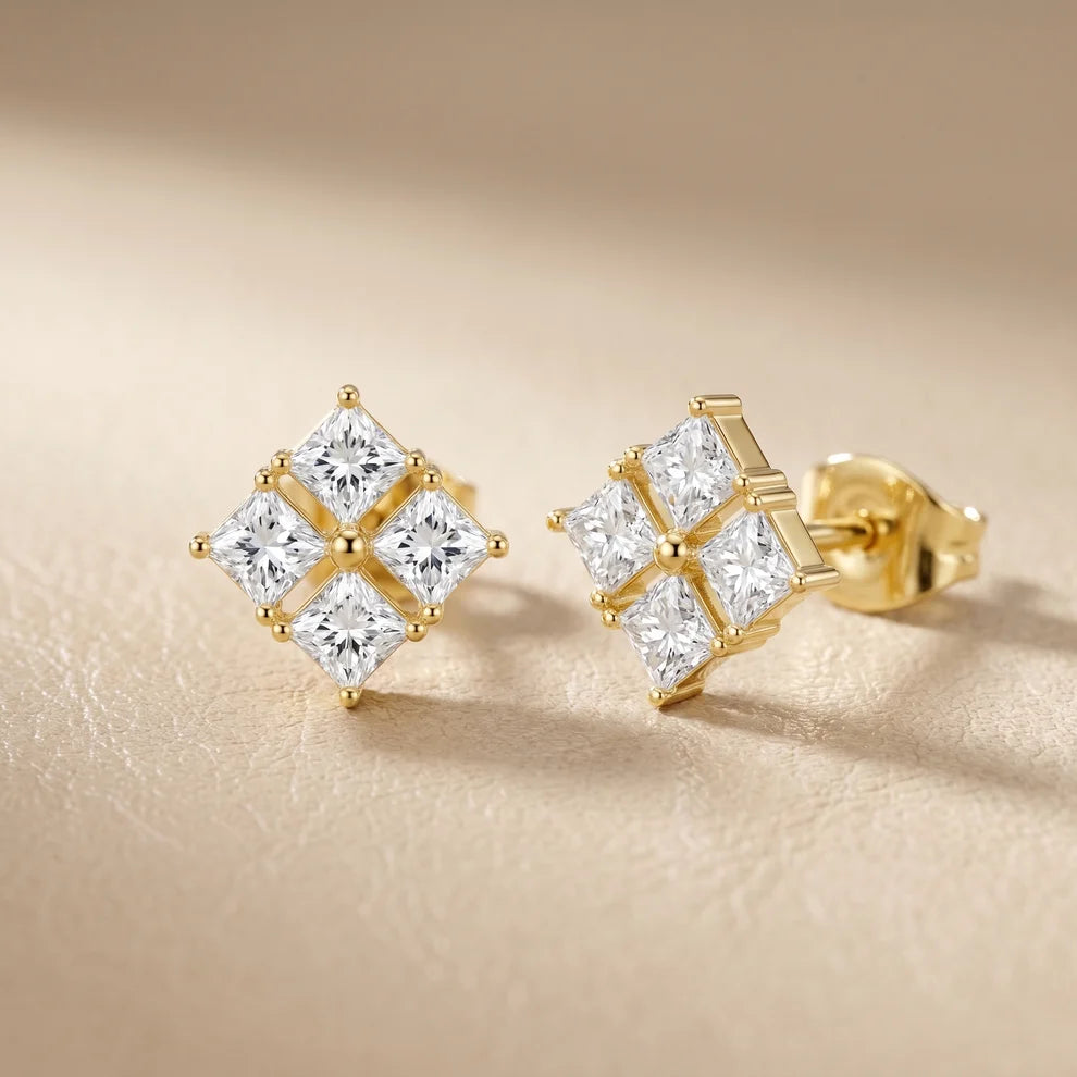 Bloom Cluster Princess Diamond Earrings