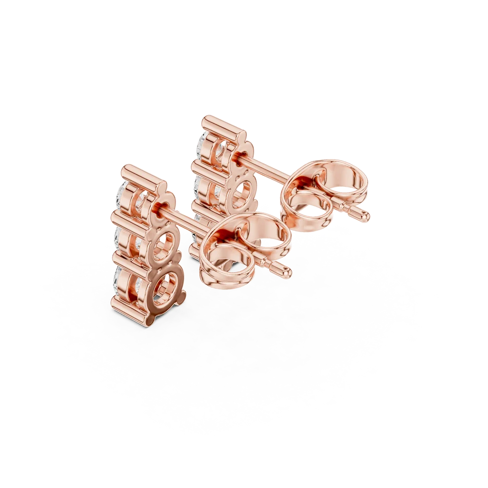 Celeste Three-Stone Round Diamond Earrings