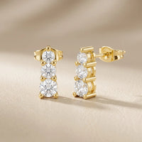 Celeste Three-Stone Round Diamond Earrings