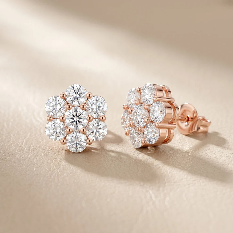 Luminous Round Diamond Daisy Earrings