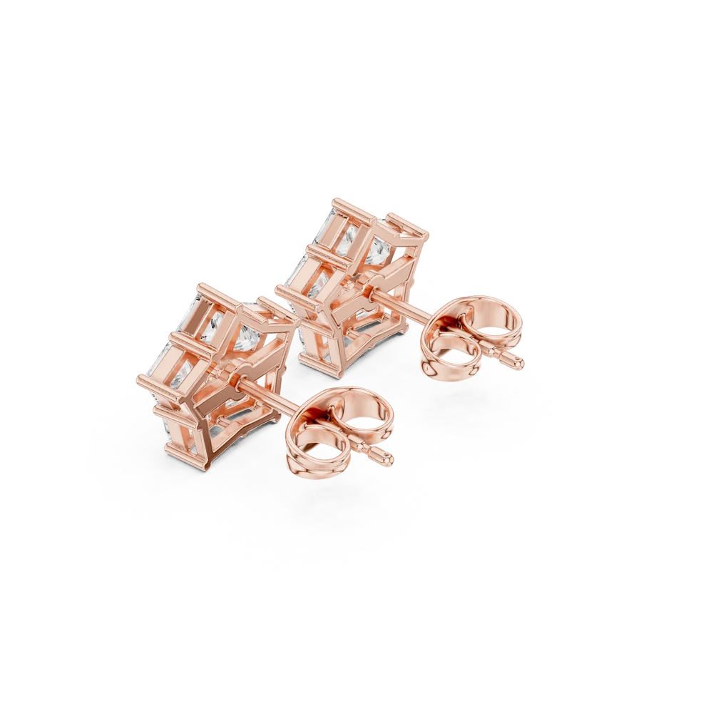 Structured Elegance Princess Diamond Earrings
