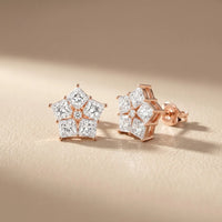 Structured Elegance Princess Diamond Earrings
