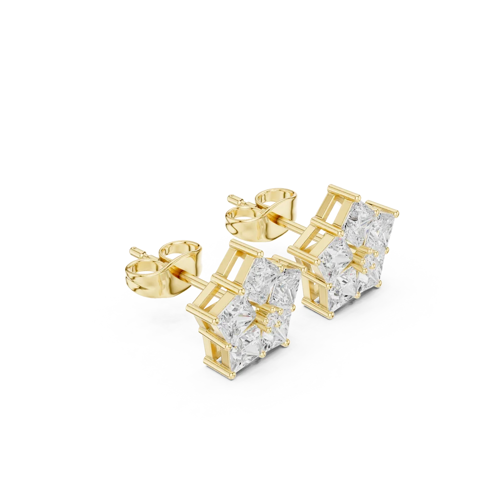 Structured Elegance Princess Diamond Earrings