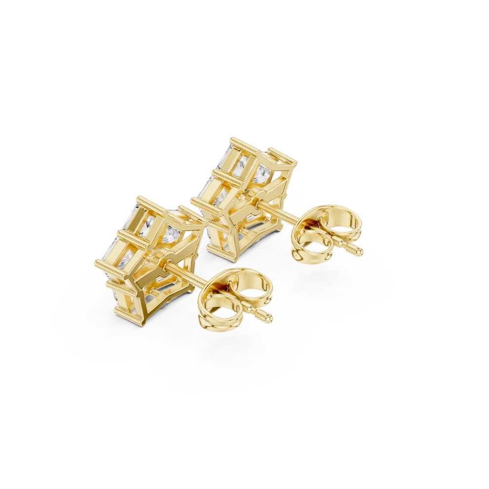 Structured Elegance Princess Diamond Earrings
