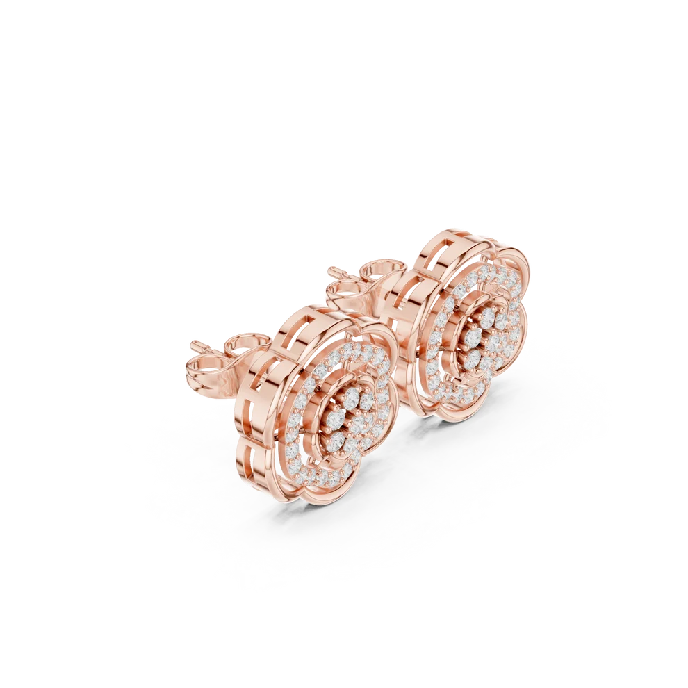 The Ethereal Flora Round Diamond Earrings