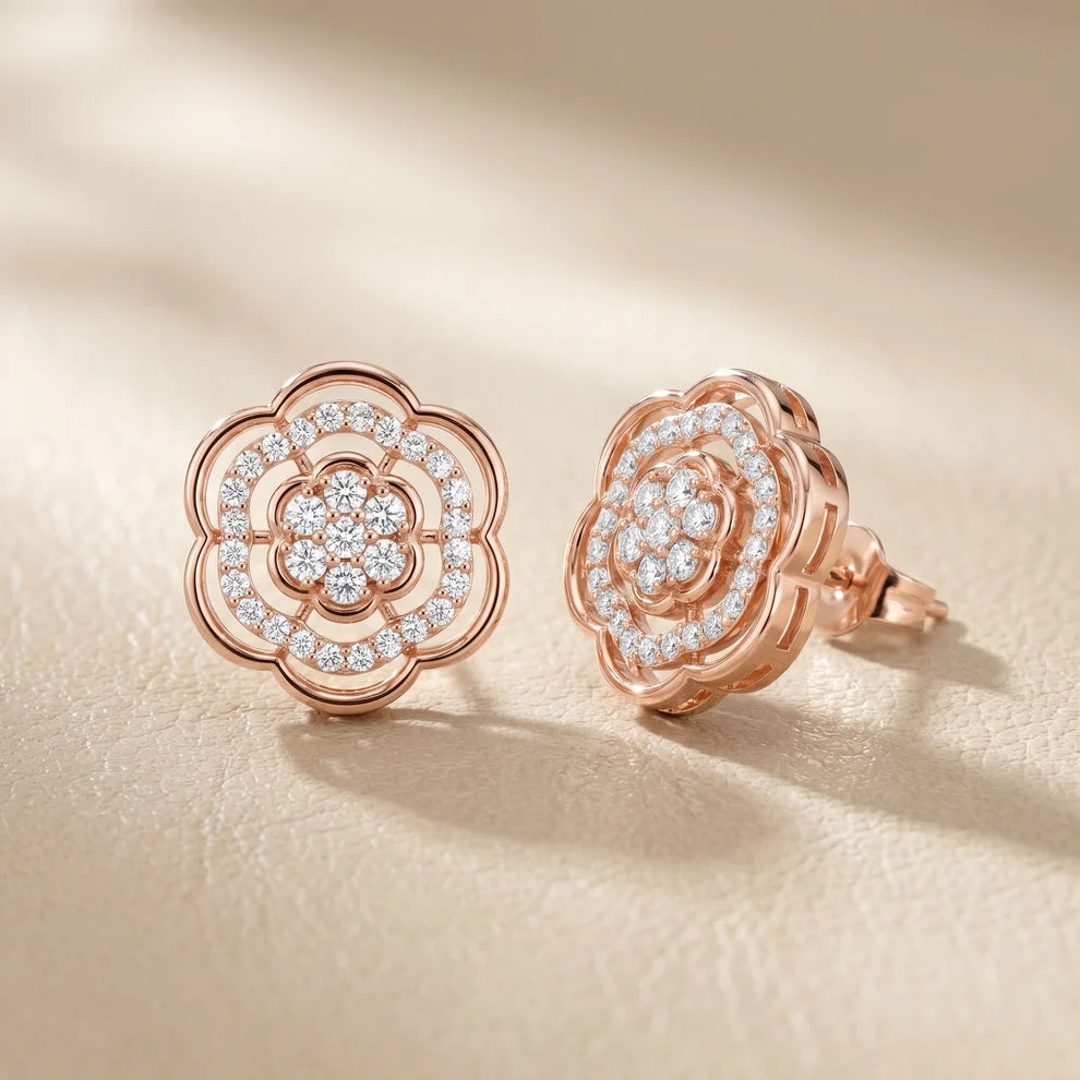 The Ethereal Flora Round Diamond Earrings