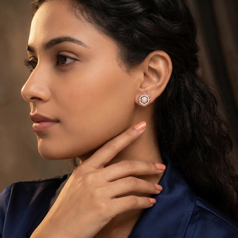 The Ethereal Flora Round Diamond Earrings