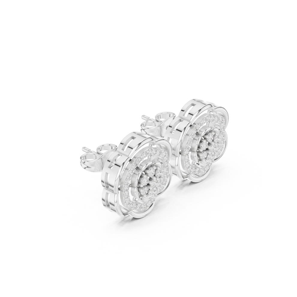 The Ethereal Flora Round Diamond Earrings